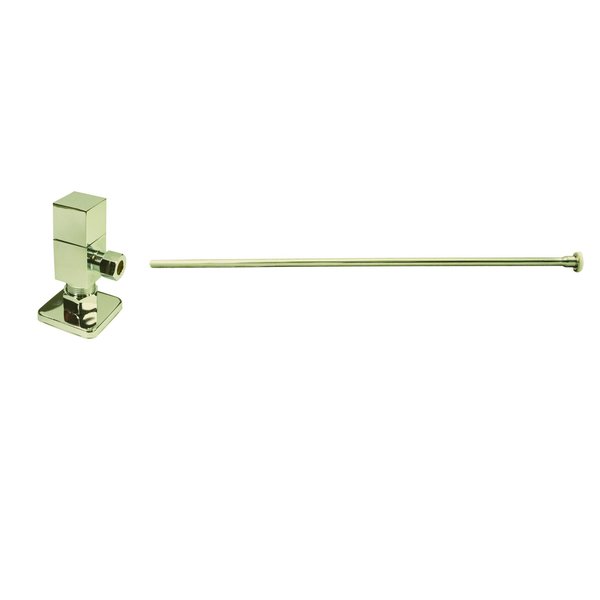 Westbrass Brass Toilet Kit 1/4-Turn Round Angle Stop 1/2" Copper x 3/8" Comp in Polished Brass D105QST-01